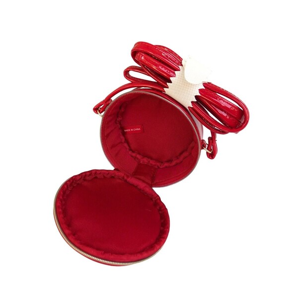 MARC JACOBS Mini 4" Red Patent Leather Crossbody Round Circle Canteen Bag Purse - Picture 3 of 6